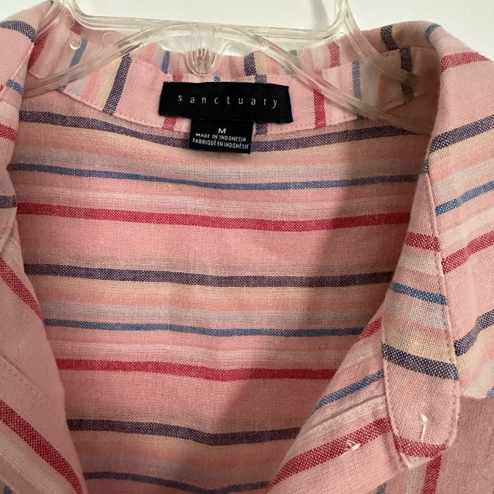 Striped Button-Up Tie-Front Top - Picture 2 of 6